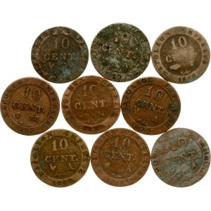 Francie, 10 centimů, 1800–1810, soudobé padělky, sada 9 mincí