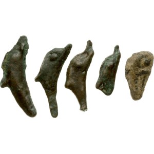 Greece Skythia Olbia Dolphin ND (500 - 400 BC) Lot of 5 coins