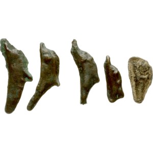 Greece Skythia Olbia Dolphin ND (500 - 400 BC) Lot of 5 coins