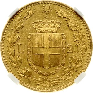 Italy 20 Lire 1882 R NGC MS 62