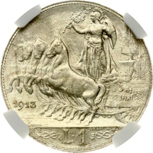 Italy 1 Lira 1913 R NGC MS 63