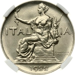Italy 1 Lira 1922 R NGC MS 63