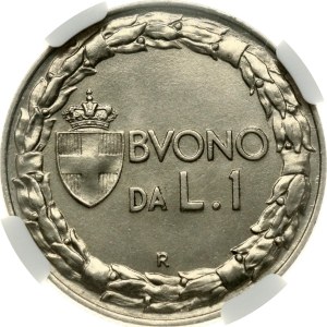 Italy 1 Lira 1922 R NGC MS 63