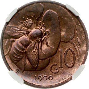 Italy 10 Centesimi 1930 R NGC MS 63 RB