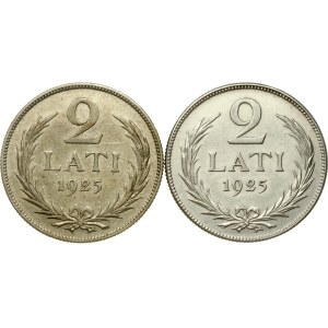 Lettonie, 2 lats, 1925, lot de 2 pièces