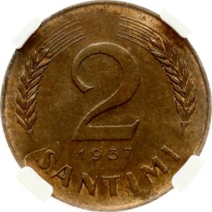 Latvia 2 Santimi 1937 NGC MS 63 BN
