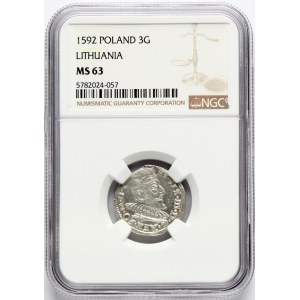 Lituania Trojak 1592 Vilnius (R-R1) NGC MS 63