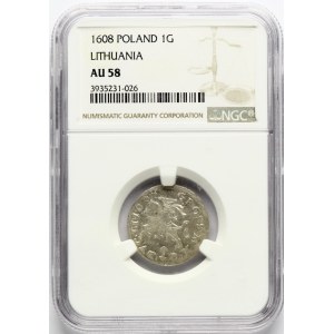 Lithuania Grosz 1608 Vilnius (R) NGC AU 58