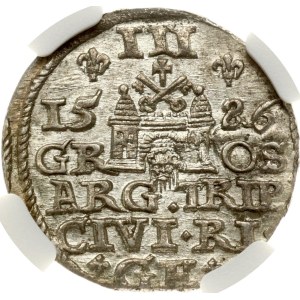 Poland Trojak 1586 Riga NGC MS 62