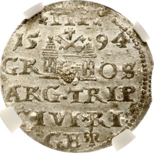 Poland Trojak 1594 Riga NGC MS 63