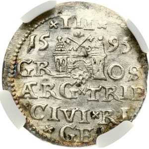 Poland Trojak 1595 Riga NGC AU DETAILS