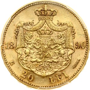 Romania 20 Lei 1890 B PCGS AU Detail
