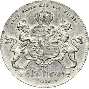 Švédsko 4 riksdaler 1869 ST