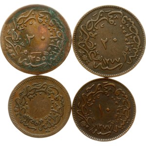 Turkey 10 & 20 Para 1255 & 1277 Lot of 4 coins