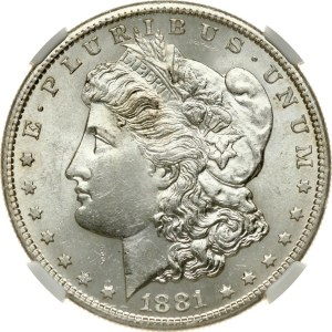 USA Morganův dolar 1881 S, NGC MS 63
