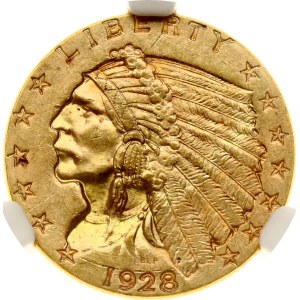 USA 2½ dolaru, 1928, NGC MS 62
