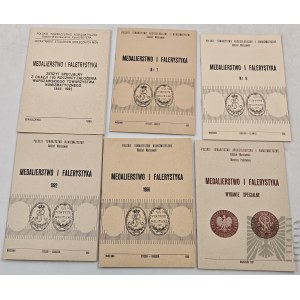 Polskie Towarzystwo Numizmatyczne (PTN): Zestaw 6 numerów periodyku “Medalierstwo i Falerystyka” z lat 1983-1996.