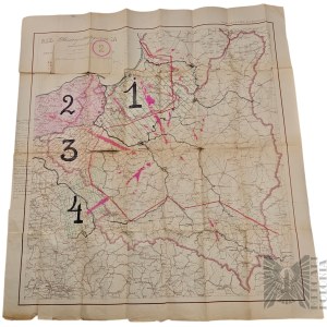 II RP Mapa Rzeczypospolitej Polskiej z Oznaczeniem Granic DOK i PKU Wojskowy Instytut Geograficzny w 1925 Roku - Dowództwa Okręgów Korpusów, Powiatowe Komendy Uzupełnień