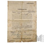 World War II/Poland/Prisoners of War: Work Commitment Document/Kuczyński/Poznań/Stalag XA
