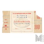 Third Reich Ticket to the Berlin Olympics for the 1936 Track and Field Events