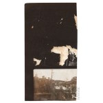 II RP Karta z Trzema Fotografiami Żołnierzy Wojska Polskiego - Butelki, Alkohol i Czas Wolny - Praga, Warszawa (?) Okolice Domu Żołnierza (?)