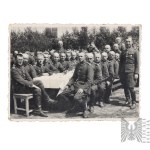 Second Polish Republic: Group Photo of Polish Army Soldiers During a Banquet — 26th Light Artillery Regiment Badge — Skierniewice