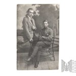 Second Polish Republic: Studio Photograph of a Polish Army Soldier with a Friend—Kowel, 1922; Scout Cross; Scouting