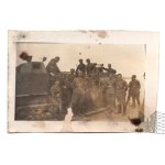 Second Polish Republic: Photograph of Armored Forces Soldiers Next to wz.28 Armored Cars—Black Berets