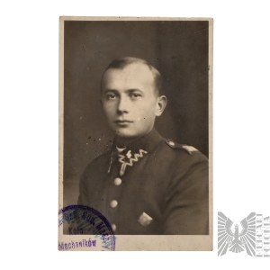 Polska/II RP: Fotografia Podchorążego 58 pułku piechoty/ Poznań/ Wielkopolska/Odznaka/ Mechanik