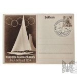 XXw/Niemcy: Igrzyska Olimpijskie Berlin 1936, Zestaw: Odznaka + 2 Karty Pocztowe/ III Rzesza/ Olimpiada