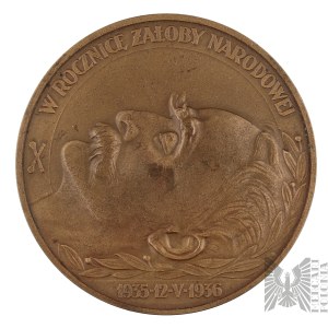 II RP Medal Pamiątkowy w Rocznicę Żałoby Narodowej 1936 Józef Piłsudski - Projekt Stanisława Kazimierz Ostrowski - Zbiór Rodzinny Picheta i Pająk
