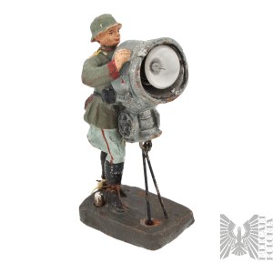 III Rzesza Rzadka Figurka Żołnierza Wehrmachtu z Reflektorem