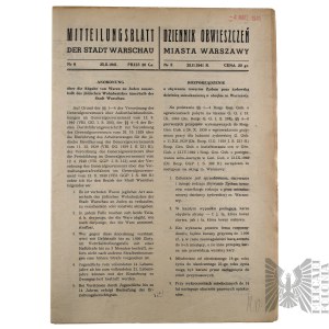 [JUDAICA] Generalne Gubernatorstwo/Okupacja/Judaica Dzienniki Obwieszczeń Warszawa 25.II.1941 - Handel Z Żydami Poza Gettem