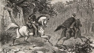 Juliusz KOSSAK (1824-1899), Mohort i Krasicki jadą do monasteru po proroczym śnie Pana Mohorta o śmierci