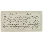 Eliza Orzeszkowa (1841–1910), writer, journalist, and social activist—A short letter to Aureli Drogoszewski. Dated Grodno, January 18, 1905.