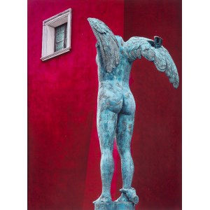 Andrzej Artur Mroczek (b. 1936) — “Ikaria (a sculpture by Igor Mitoraj in front of the Pałac pod Blachą in Warsaw).”