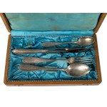 [The Krasicki Family] - A commemorative cutlery set for one person (spoon, knife, fork, teaspoon) given to Marcin Krasicki on the occasion of his baptism. W. Hempel. Circa 1932.
