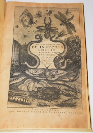JONSTON Jan - Historiae naturalis. De insectis libri III, de serpentibus et draconibus libri II. Cum aeneis figuris. Amstelodami (Amsterdam) 1657.