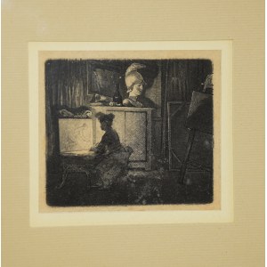 J.P. NORBLIN - Rytownik w swojej pracowni, akwaforta
