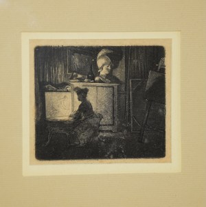 J.P. NORBLIN - Rytownik w swojej pracowni, akwaforta