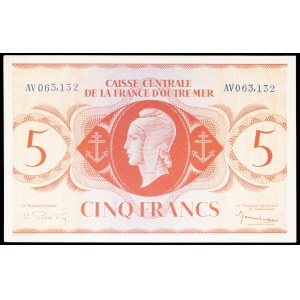 5 francs type “Marianne” dit “Edmond Dulac” - Caisse centrale de la France d’outre-mer 2 février 1944.