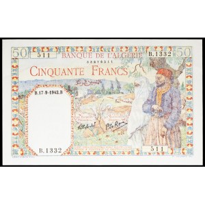 50 francs, “indigenous couple” design, September 17, 1942.