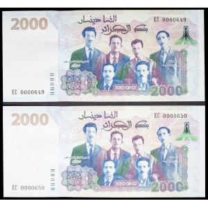 Lot (2) - 2,000 dinars featuring “FLN leaders,” with consecutive serial numbers from July 5, 2020.