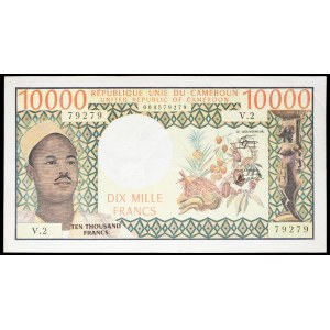 10 000 francs type “fruits tropicaux” modifié, avec le portrait du président Ahmadou Ahidjo ND (1978).