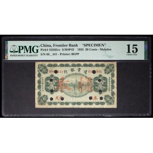 20 centov, typ „zelený“, SPECIMEN ANNULÉ / CANCELLED – Frontier Bank, 1. január 1925.