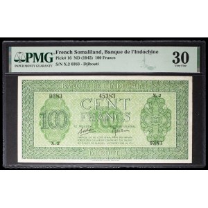 100-franc “green” SPECIMEN note, printed in Palestine—Banque de l’Indochine, no date (1945).
