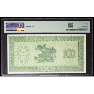 100-franc “green” SPECIMEN note, printed in Palestine—Banque de l’Indochine, no date (1945).