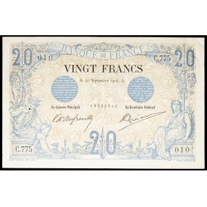 20-franc “black” stamp, September 20, 1904.