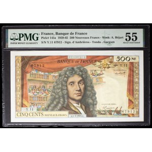 500 nouveaux francs type “Molière” 5-9-1963.