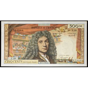 500 new francs, “Molière” type, January 2, 1964.